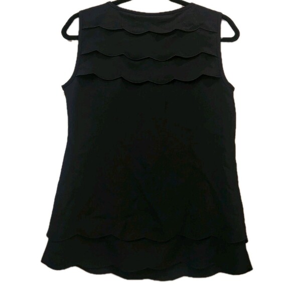 Tory Burch Black Scallop Sleeveless Top Size 2 Classic Tank Blouse Workwear - Picture 3 of 10